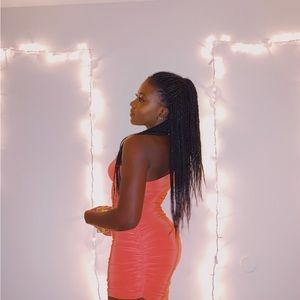 Orange long dress one strap missguided tall bodycon